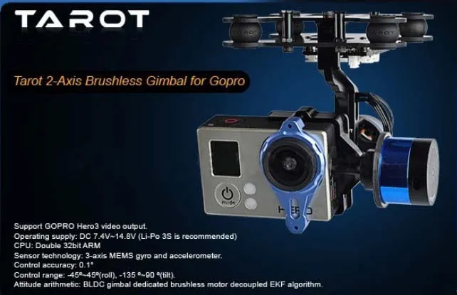 Акция + Бесплатная доставка Новый 2-осевой бесщеточный шарнир для Gopro 2/3 с