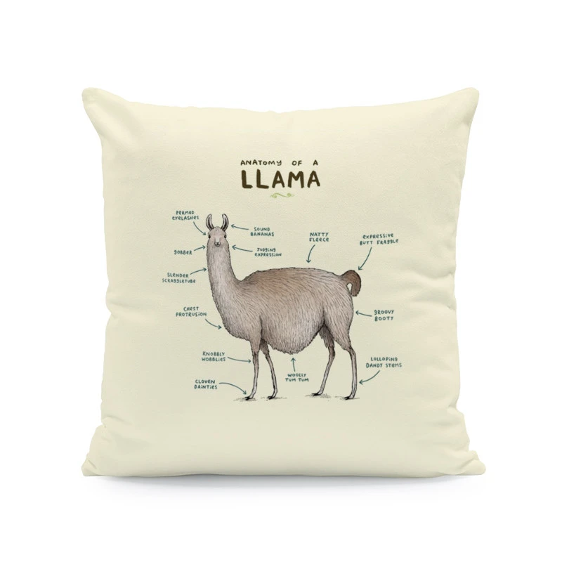 Forest Animal Body Analysis Cushion Cover Bird Squirrel Dachshund Dog Fox Hedgehog Hug Pillow 45Cm Peach Skin Decorative Pillow