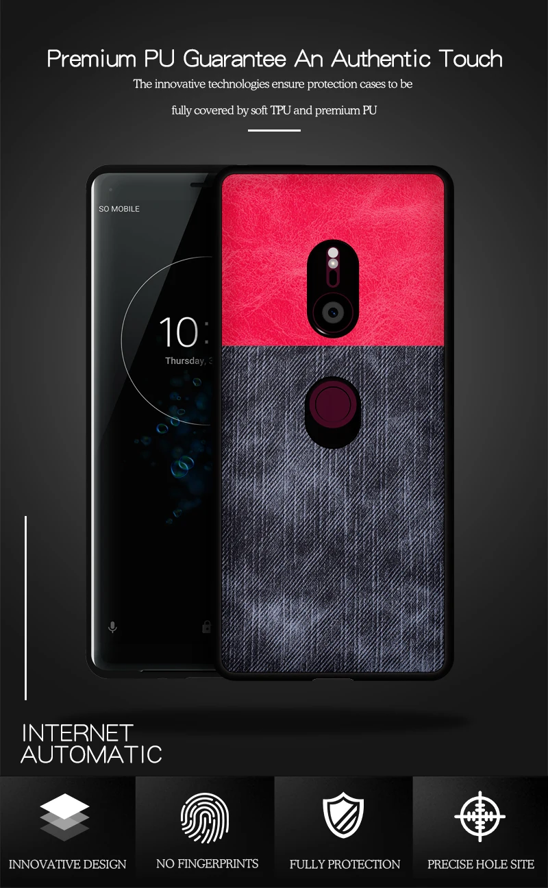 Для sony Xperia XZ3 чехол Роскошный мягкий силиконовый край+ твердая ткань текстура защитный чехол на заднюю панель для sony XZ3 полный Чехол