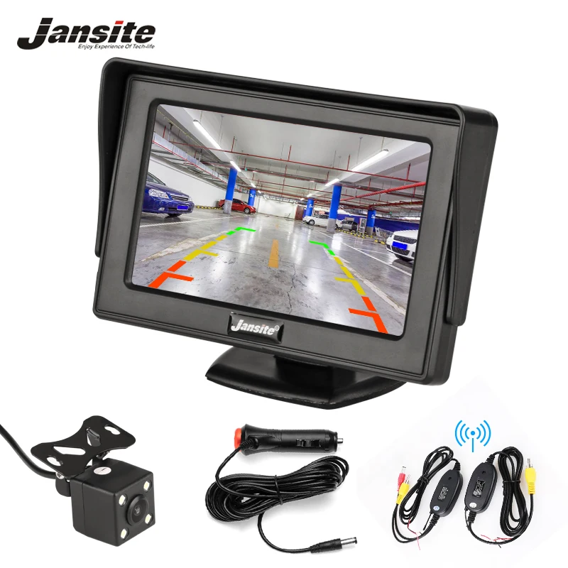 Jansite 4 3 &quotTFT ЖК монитор для автомобиля HD дисплей Беспроводная камера обратная система заднего вида Мониторы