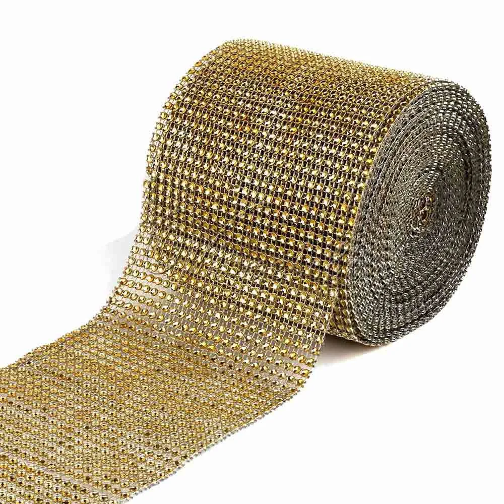 1 ярдов сетка обернуть Блестящий рулон горный хрусталь Хрустальные ленты для