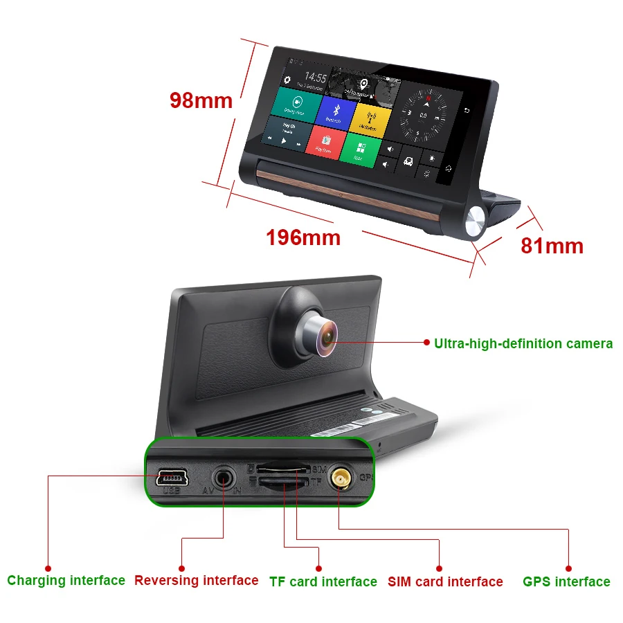 TOPSOURCE 2017 3G Автомобильный gps навигатор двойная камера Bluetooth Android GPS автомобильный с