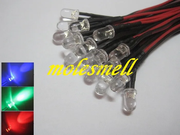 Free shipping 1000pcs 5mm 5v red/blue/green rgb fast flashing flash LED Light Set Pre-Wired 5mm 5V DC Wired blinking rgb led