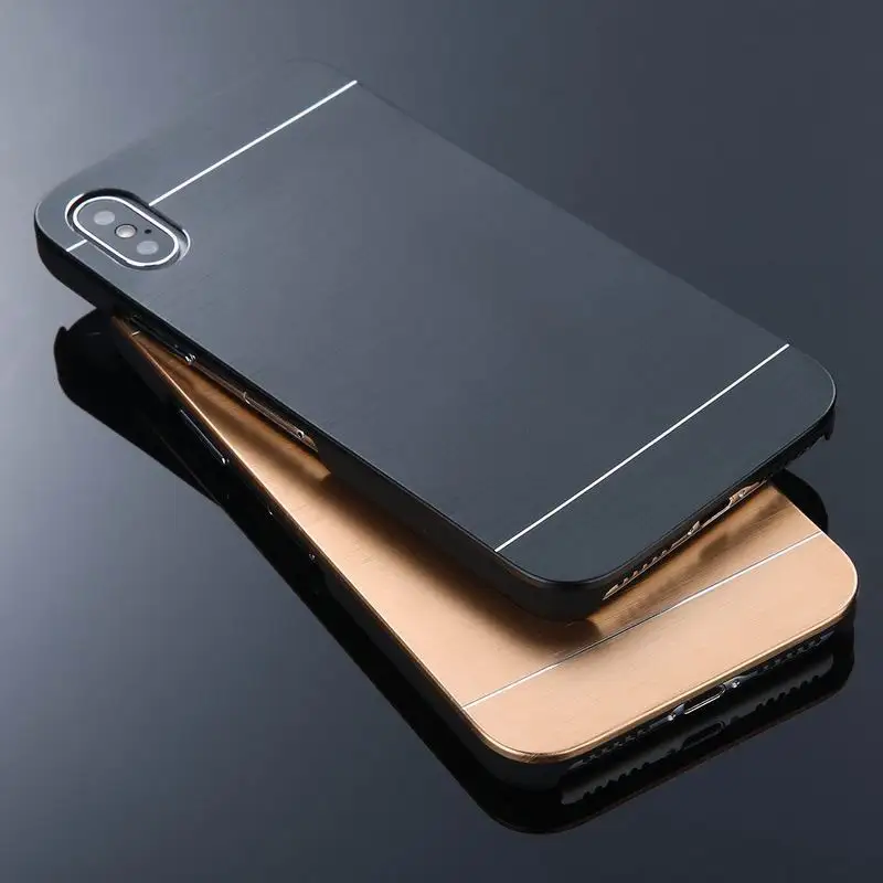 Luxury Aluminum Metal Brush Phone Case For iPhone X XS 7 8 Plus Hard Plastic Hybird Back Cover 6 6s Coque Fonda |