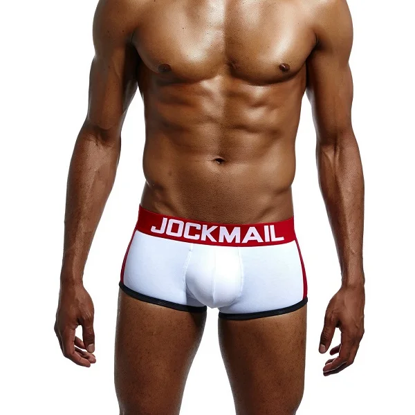 Белый JOCKMAIL, фирменное Мужское нижнее белье, боксеры, усиление выпуклости, пуш-ап, чашка, гей, нижнее белье, мужские шорты, трусы для увеличения размера, мужские трусы - Цвет: Белый
