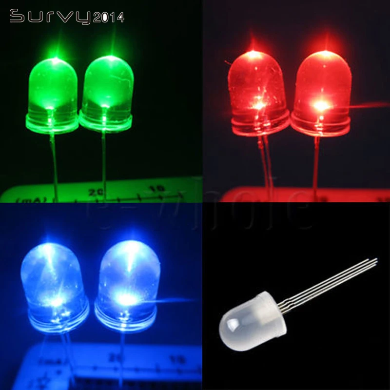 5~ 100 шт 5/10 мм круглый Общий Анод RGB/катод F5/F10 светодиодный светильник, красные, зеленые, синие, прозрачный