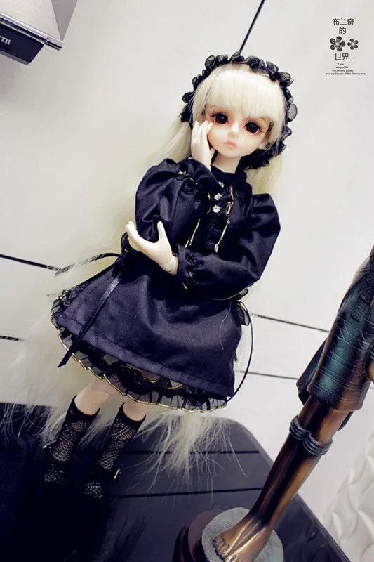 Одежда для куклы BJD/SD/одежда малышей черное платье в клетку стиле принцессы