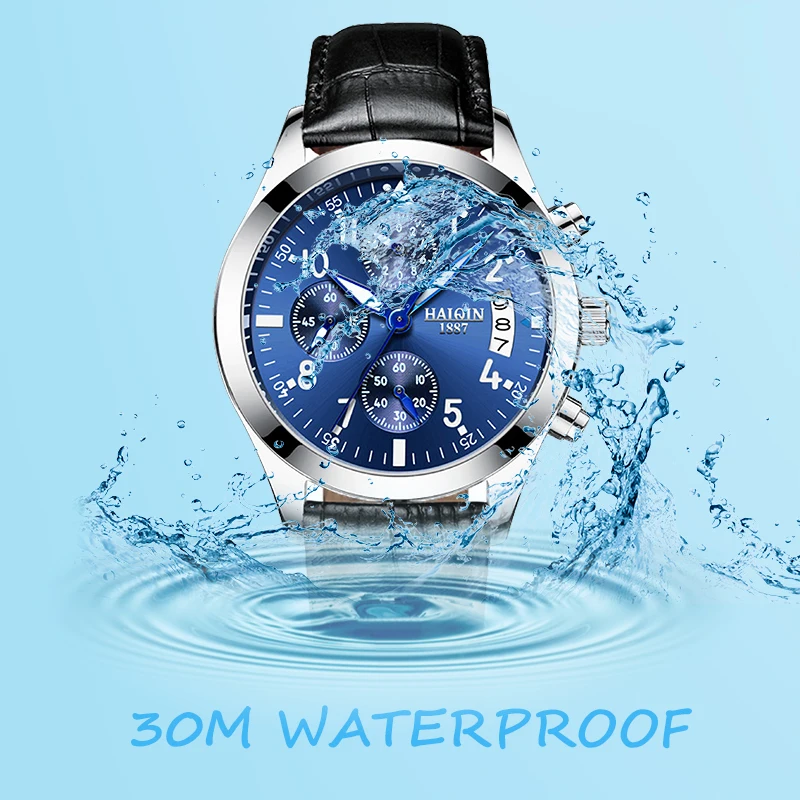 Часы наручные HAIQIN Мужские кварцевые роскошные брендовые водонепроницаемые