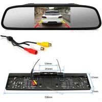 auto car 5 tft lcd color mirror monitor with car infrared led europe license plate frame rearview camera pakring assistance