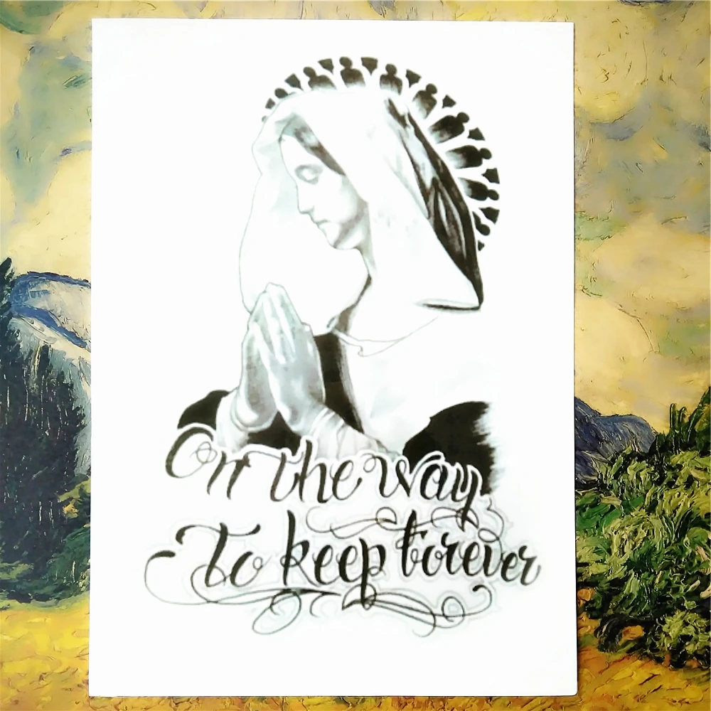 Католическая Мадонна временная татуировка рукав для боди арта наклейка