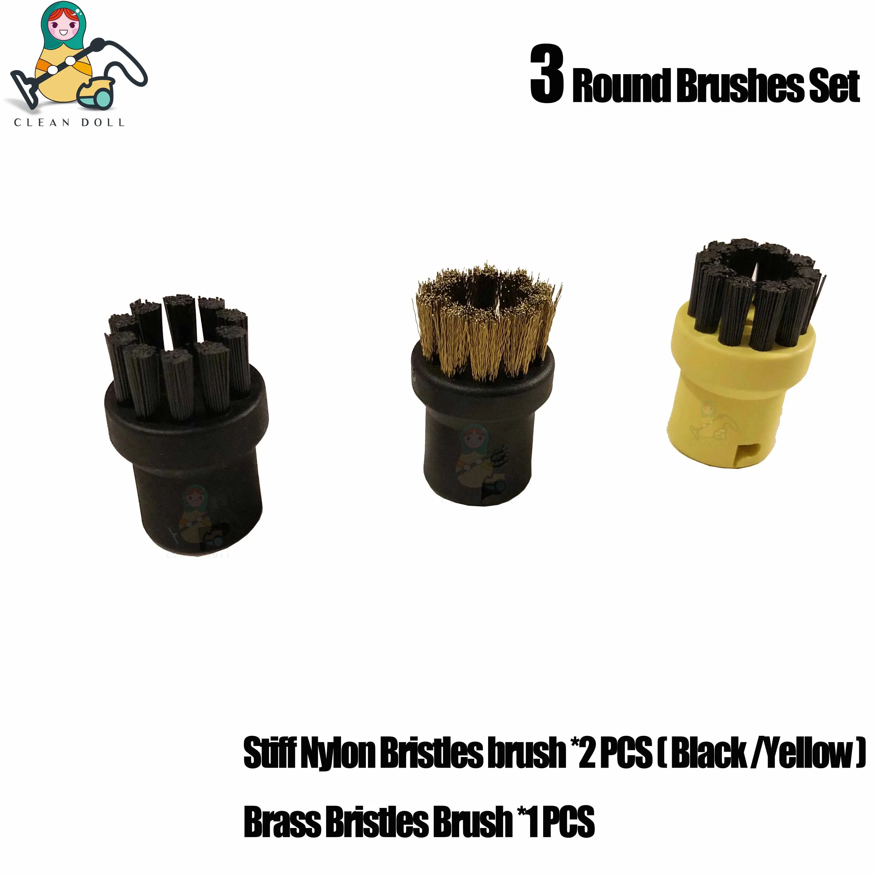 6-Pack чистая кукла нейлоновая и латунная Щетина Щетка Насадка для Karcher серии SC пароочиститель SC1020 SC1122 SC1402 SC1702 - Цвет: KAR-SC-BR-3PK