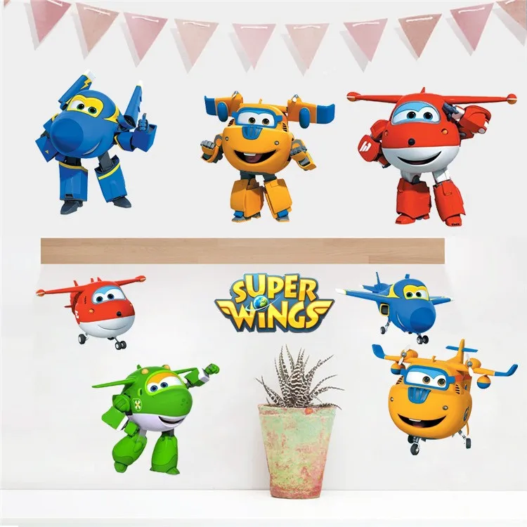 3D мультфильм Супер Крылья Джетт самолёт ПВХ наклейки Клейкие настенные стикеры
