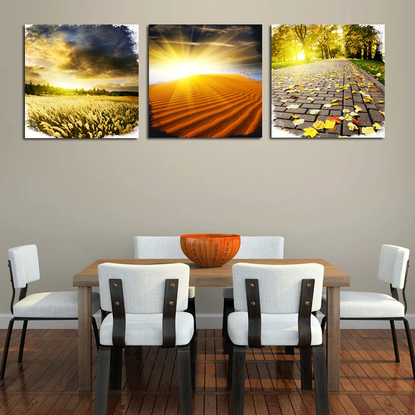 3 шт. пейзаж пустыня Восход настенные картины Большая Картина на холсте Красивая