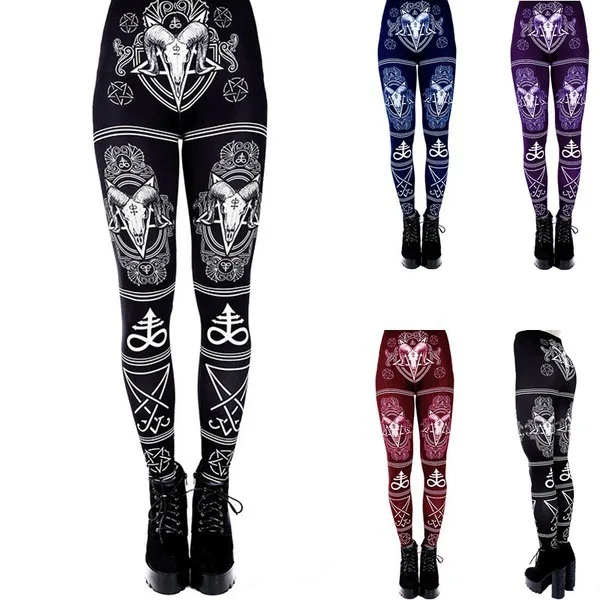 Летние повседневные леггинсы с готическим принтом пуш ап 2019 сексуальные женские