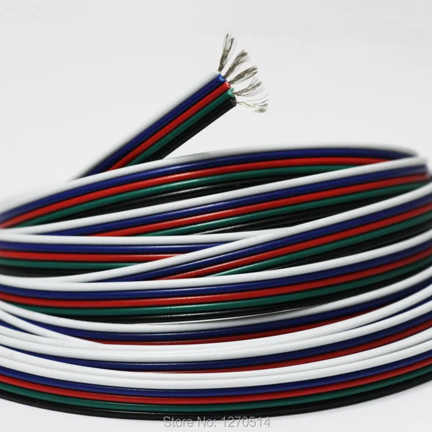 Кабель из луженой меди 22AWG 5-контактный RGB-кабель изолированный провод ПВХ 22 awg