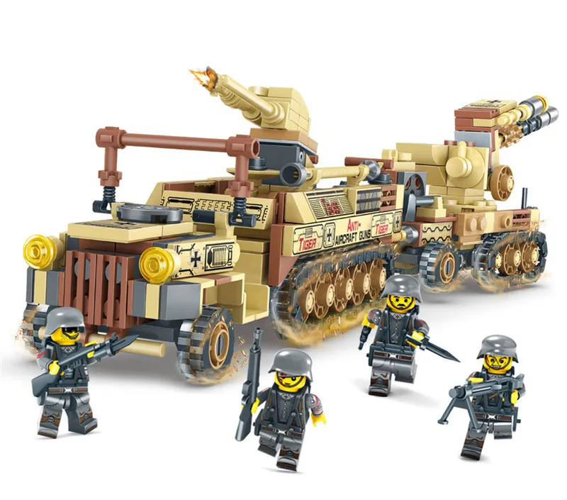 Hot 678PCS Military World War 2 Tank LegoINGLY Building Blocks Sets Miniature Gun Weapon Creator Army WW2 Soldiers Bricks | Игрушки и