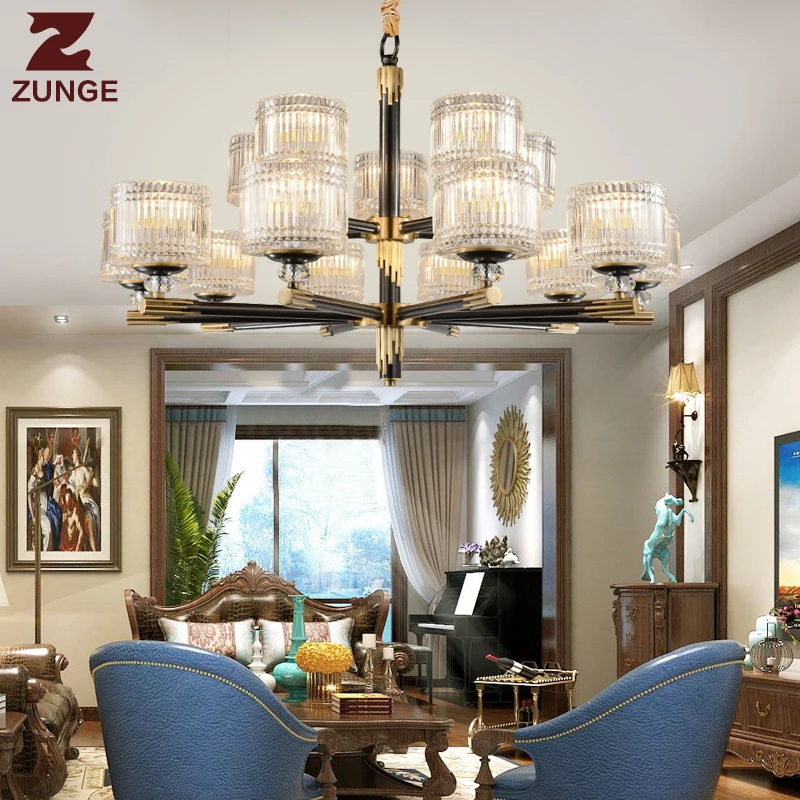 Modern LED luxury copper Chandelier Lights M787 in the Living Room large glass lighting fixtures lampadari lustre para sala | Лампы и