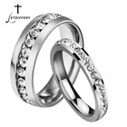 Кольцо женское, из нержавеющей стали, с кристаллами, в 1 ряд