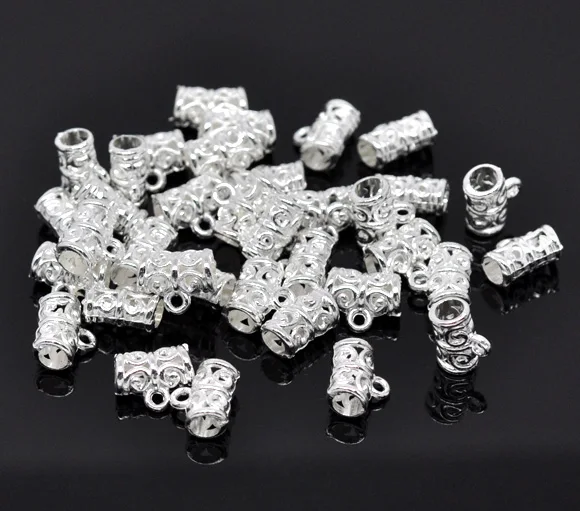 DoreenBeads цинковый металлический сплав бусины трубки серебряного цвета цветок