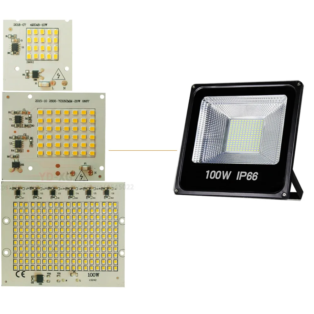 Smart IC не нужны лампы питания SMD2835 чип бусины вход 10 Вт 20 30 50 100 теплый белый сделай