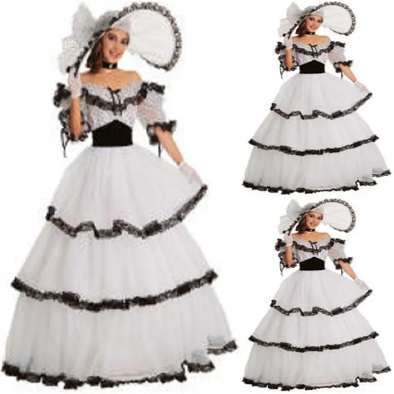 

HIstory!Customer-made White Victorian dress 1860s Civil war Dress Vintage Cosplay dresses Scarlett dress SZ US6-36 V-268
