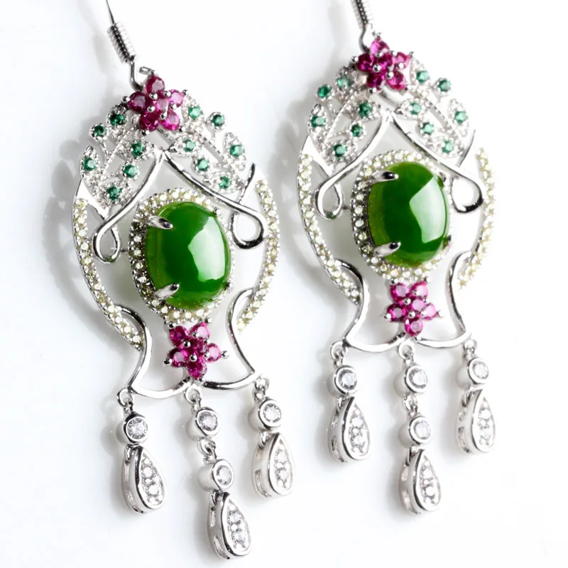 Серьги-подвески из натурального нефрита и в виде яйца | Украшения аксессуары