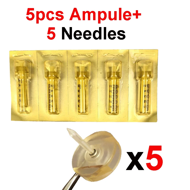 5cs and 5 needles 0,5 миллилитровый шприц ампул головка для пистолета гиалурона ручка гиалурон высокого давления удаления морщин водный шприц одноразовые+ 0,5 мл иглы - Номер модели: 5cs and 5 needles