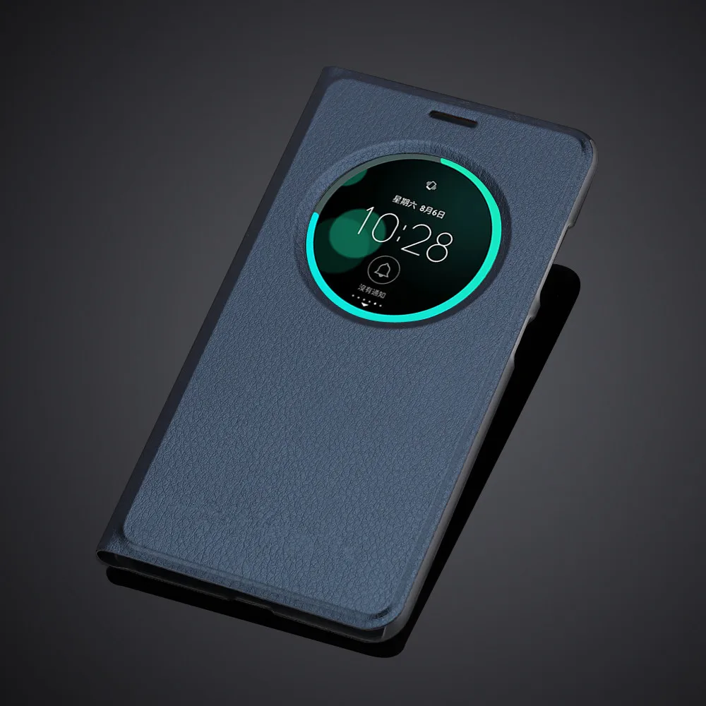 Синий Для Zenfone 3 Laser ZC551KL ASUS, Для ZenFone 3 laser, 5,5 дюймов, автоматический режим сна, пробуждение, умный чехол с окошком, откидной Чехол из искусственной кожи - Цвет: Синий