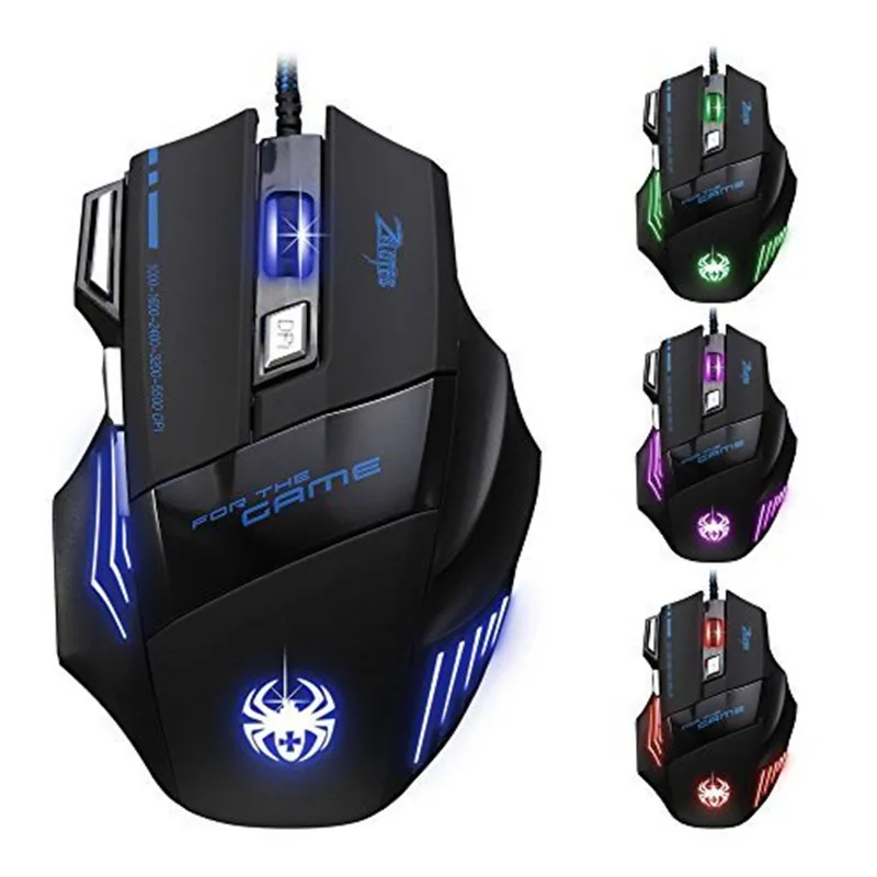 Игровая мышь Zelotes T 80 7200 DPI подсветка многоцветная светодиодная оптическая