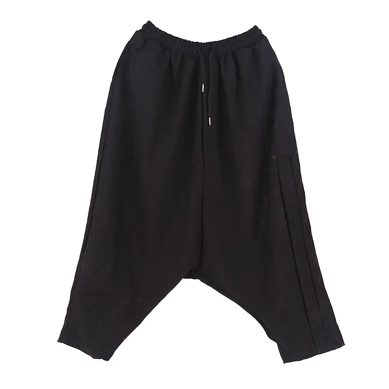 

Men Streetwear Hip Hop Punk Gothic Pant Japan Style Kimono Harem Trousers Male Dark Black Loose Casual Low Crotch Cross Pant