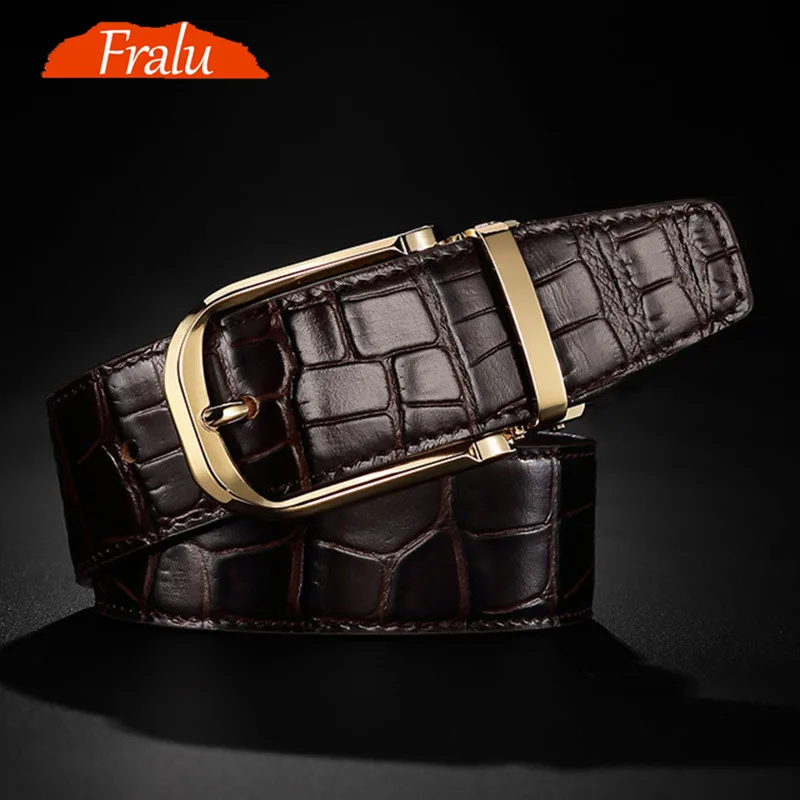 FRALU 2020 High quality men's genuine leather belt designer belts men luxury  male belts for men fashion vintage pin buckle for