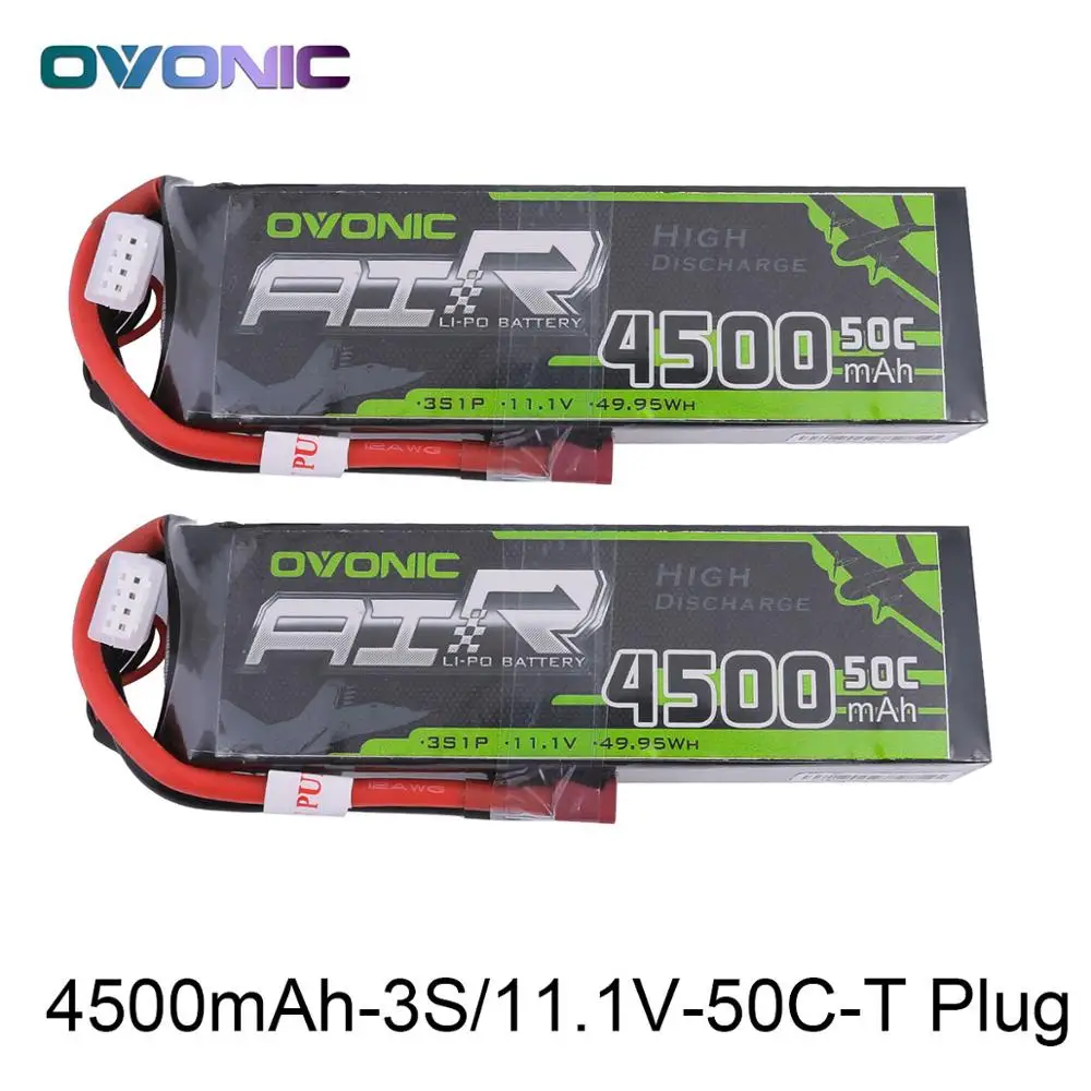 Only 2 batteries 2X аккумулятор ovoic 11,1 V 4500mAh 50C-100C 3S LiPo с t-образным штекером XT60 для радиоуправляемого автомобиля Heli Quad Drone Хобби DIY RC запчасти - Цвет: Only 2 batteries