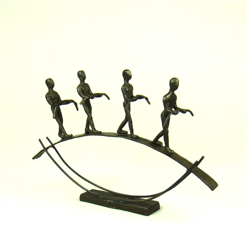 Чугунная статуя ходунка Tightrope ручная работа Металлическая статуэтка цирка