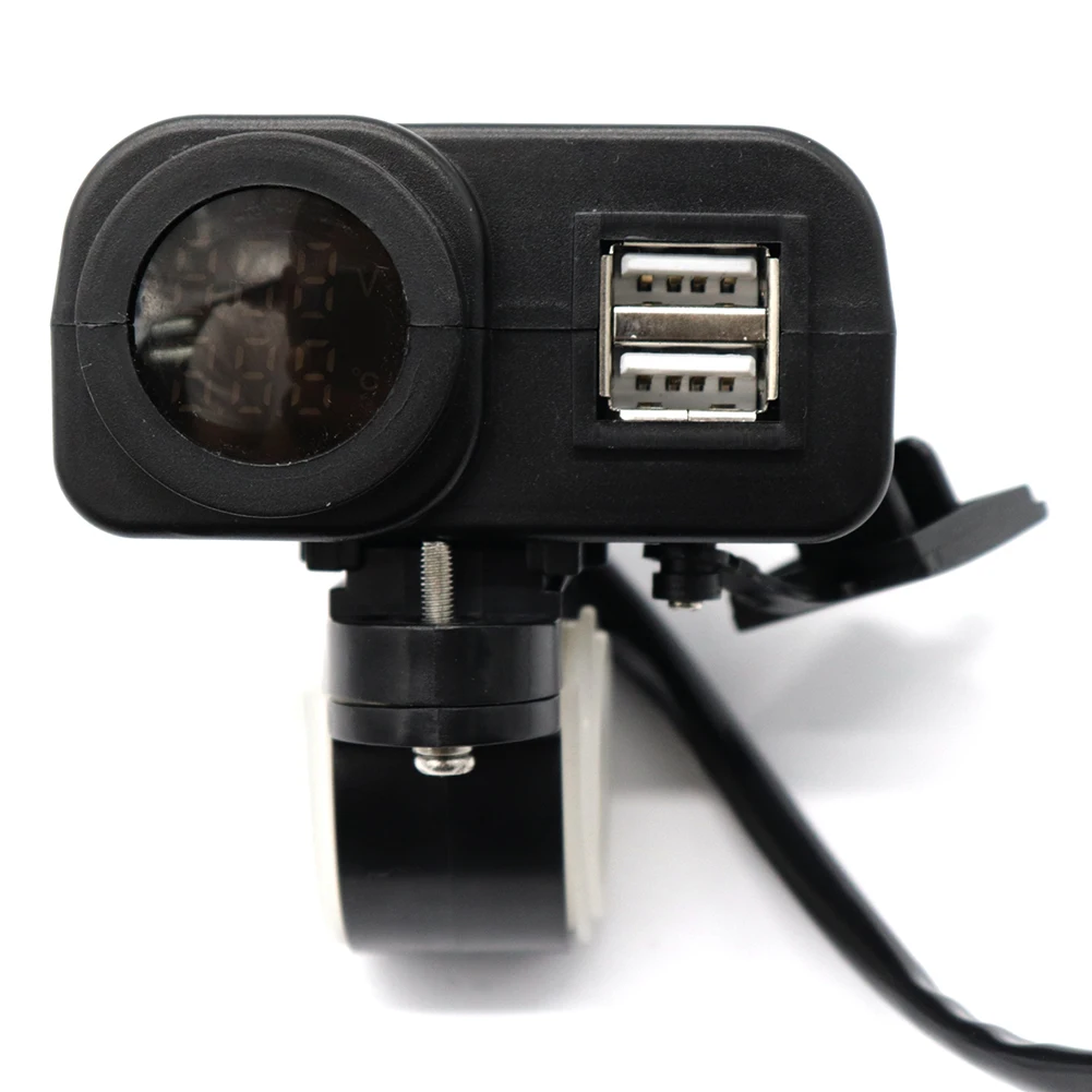12-30 в USB зарядное устройство открытый двойной порт разъем светодиодный дисплей компактный температура водонепроницаемый Быстрая зарядка мотоцикл с Вольтметр