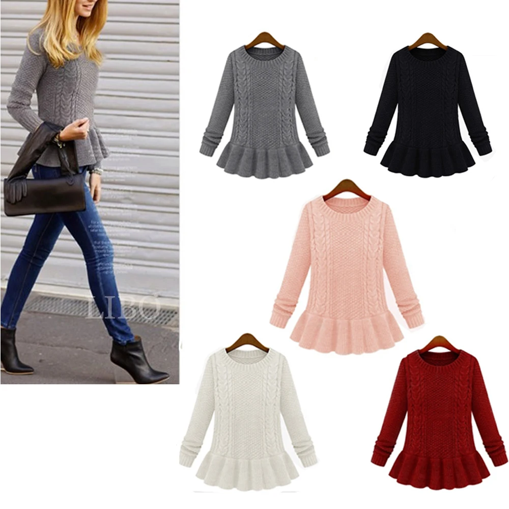 2019 Gaorui Spring New Woman Tops Autumn Female Sweater Coat Long Round Collar Loose Knit Women plus size | Женская одежда