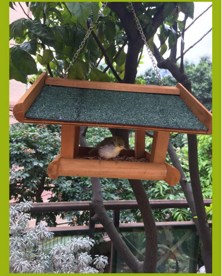 Bird feeder Wild bird Household patio gardening decoration outdoor protection Wood assembly Bird feed container house hanging