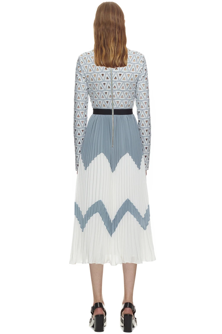 Женское Плиссированное кружевное платье HAMALIEL шифоновое миди с длинным рукавом в