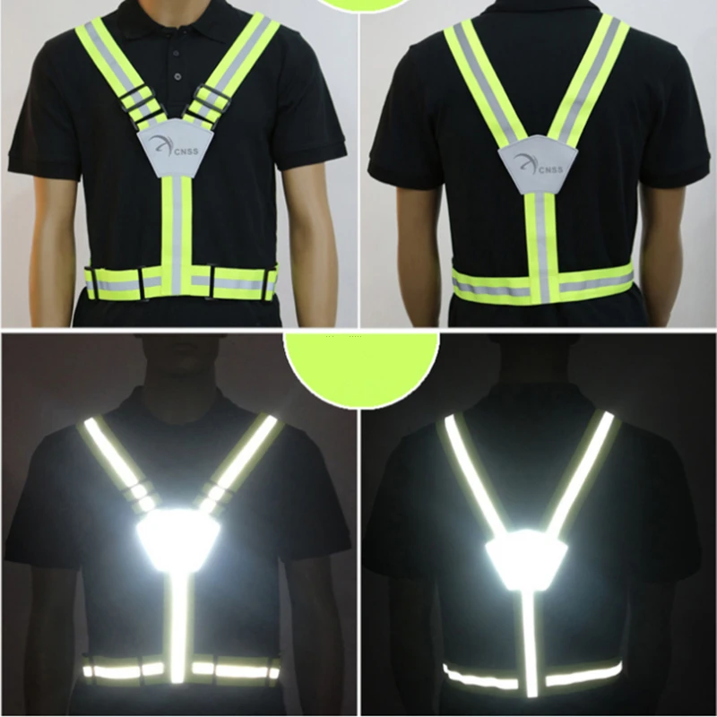 Adjustable Visibility Reflection LED Bike Vest Safety Reflective Gear Stripes Jacket Night Running Cycling | Спорт и развлечения