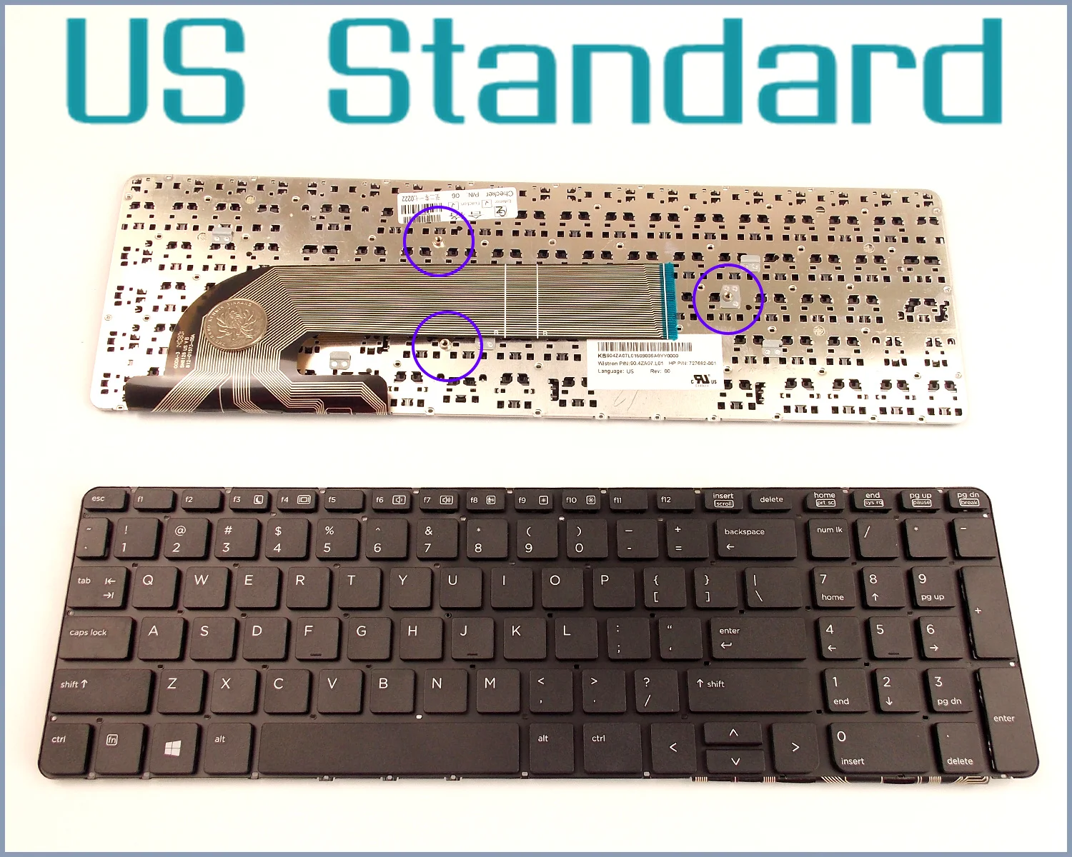 

US English Version Keyboard for HP PROBOOK 450 G1((F0W56PA) 455 G2 470 G1 768787-001 768787-B31 90.4ZA07.S01 Laptop