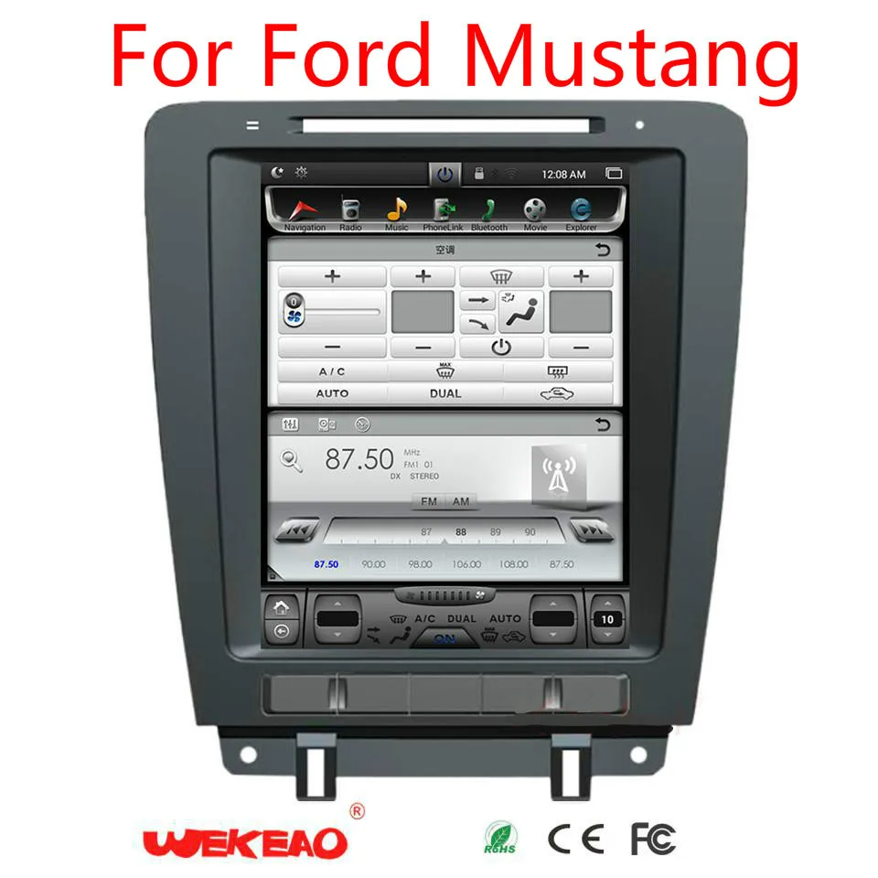 Wekeao 10 4 &quotАвто AM/FM стерео радио Android 6 0 GPS навигации для автомобиля Ford Mustang DVD HD видео