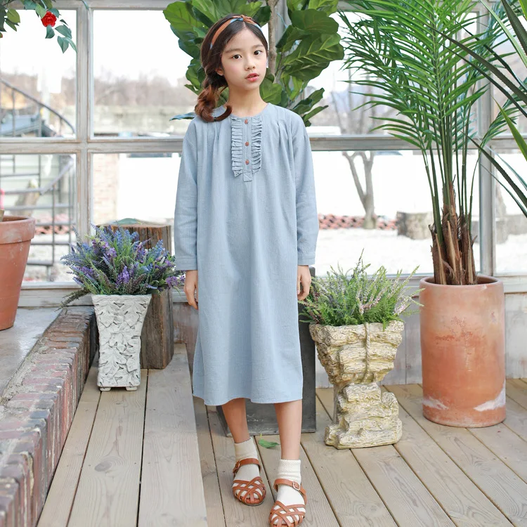 2019 Spring New Kids Dresses for Girls Lovely Pastoral Style Girl Dress Fashion Long-sleeved cotton dress Parent-child | Детская одежда