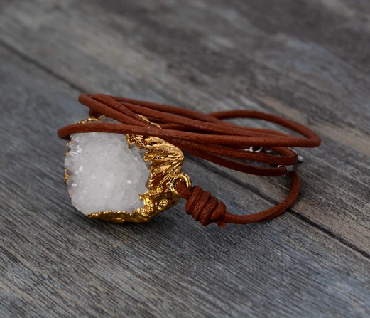 Уникальный кожаный браслет с позолоченными подарками оптовая продажа ручной