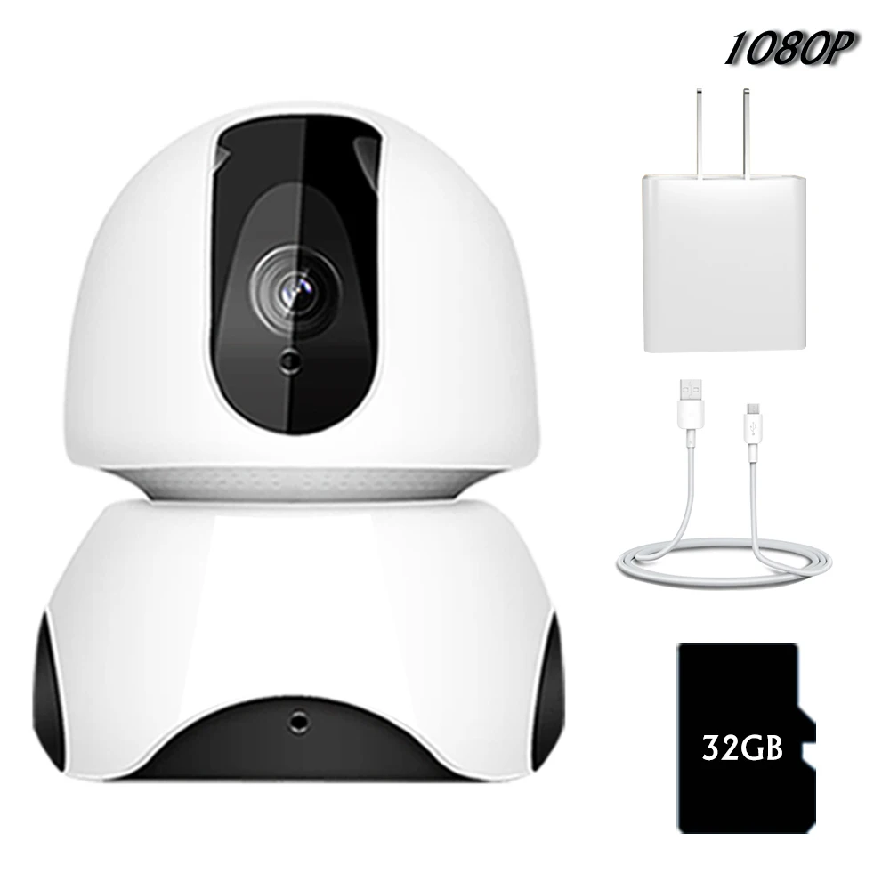 Set4 1080P with 32GB 1080P FHD Baby Monitor WiFi Nanny Intercom IR Night vision Two Way Audio Real Time and Playback Wireless Portable Baby Camera - Color: Set4 1080P with 32GB