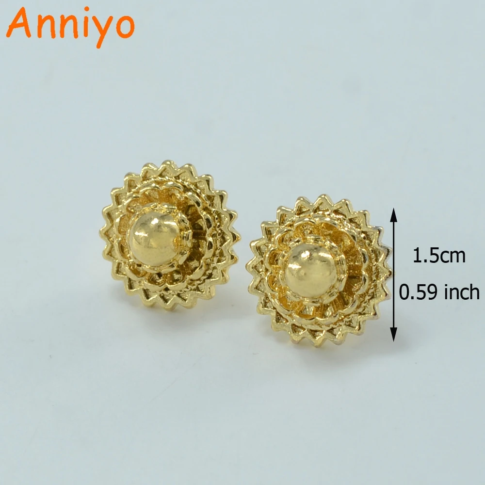 Anniyo 1 5 см/2 см детские серьги-гвоздики золотистая цветная серьга для