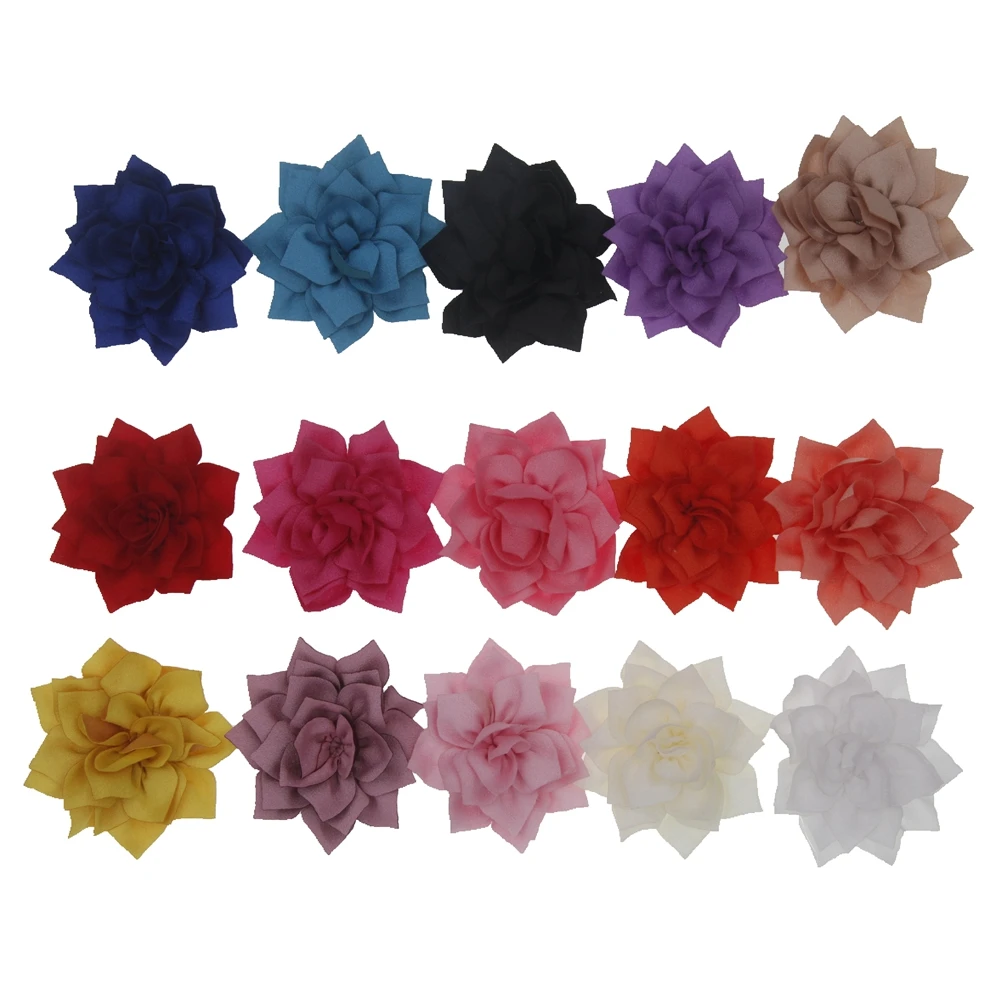 

10pcs DIY Lotus flowers 7.5cm Hair Accessories Flower Boutique Accessory Wedding decoration flower No Hairclips