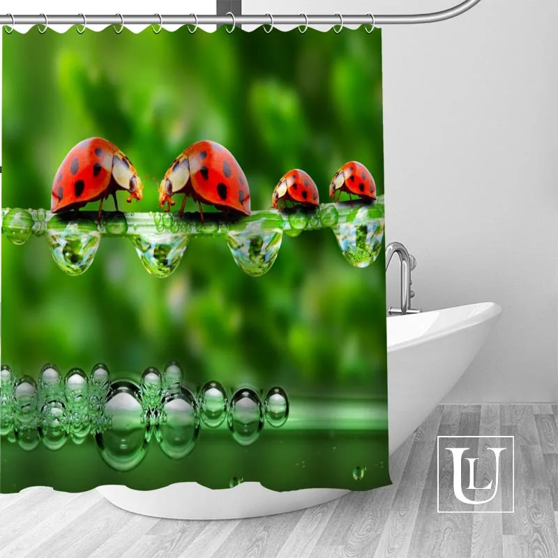 

Custom Ladybug Curtain Fabric Modern Shower Curtain bathroom beautiful Curtains Bath decor Polyester Cloth Waterproof