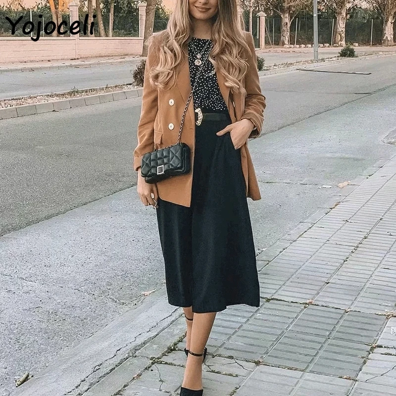 Модные двубортные блейзеры Yojoceli 2019 пальто женская уличная одежда верхняя куртка