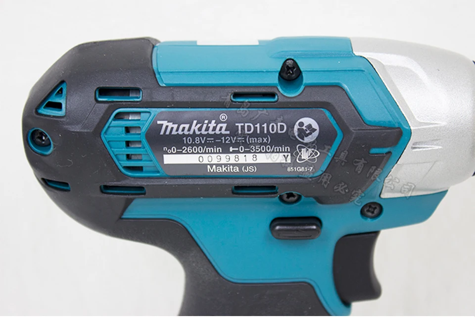 Новая японская аккумуляторная отвертка Makita TD110DWAE, Электрическая отвертка, 12 В, двойная литиевая батарея 110N. m, 3500ipm, 2600 об/мин