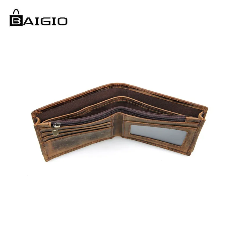 Baigio Men's Vintage Genuine Cow Hide Leather Wallets Slim Money Clip Billfold For Men Retro Style Purse Best Designer | Багаж и сумки