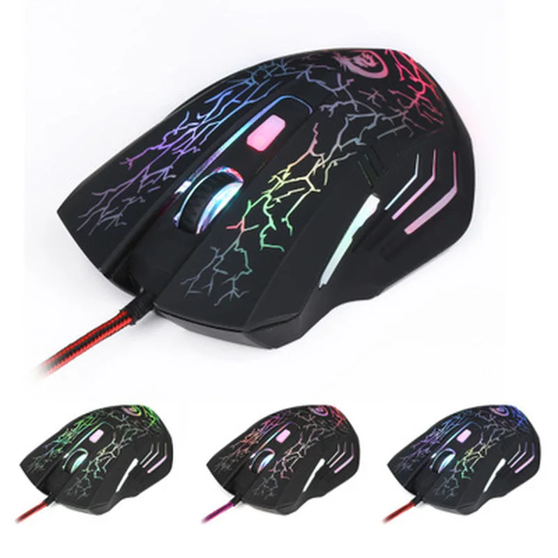 Basix Wired Gaming Mouse 6 Buttons 5500DPI Optical Colorful LED Light Computer Mice for Desktop Laptop | Компьютеры и офис